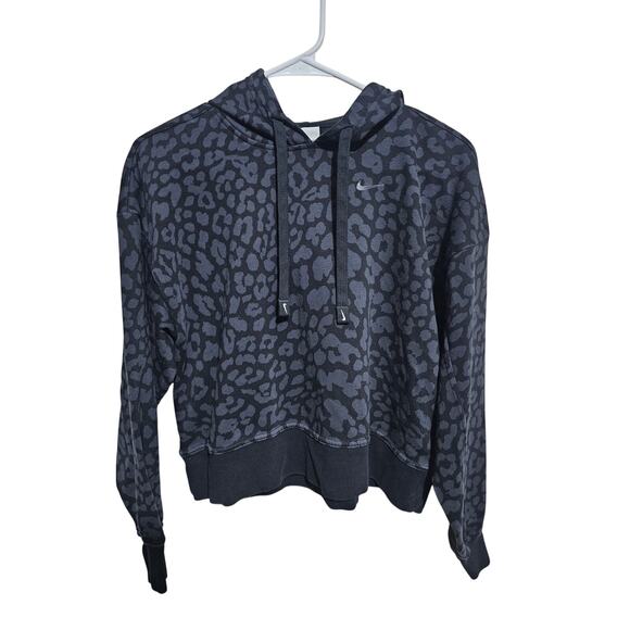 Nike Hoodie Womens Size XS Cropped Leopard Animal Print Pullover (809) - Picture 2 of 6